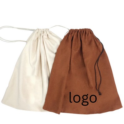 Premium Suede Faux Leather Drawstring Storage Pouch with Cotton Closure