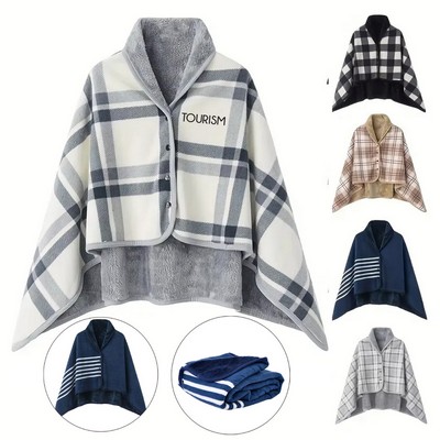 Wearable Blanket Fleece Wrap Shawl Poncho Blanket