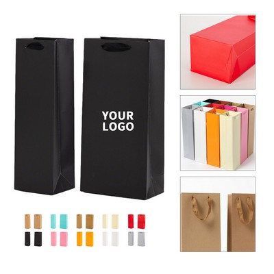 230gsm Matte Kraft Paper Single Bottle Wine Gift Bag