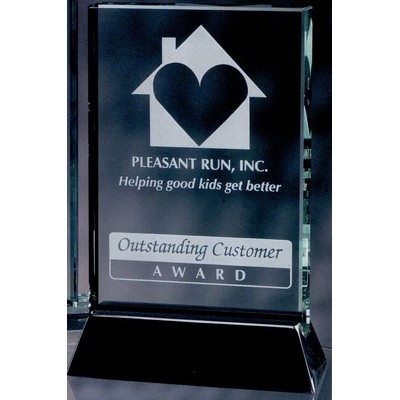 Jade Crystal Rectangle Award w/Ebony Piano Finish Base (6"x8")
