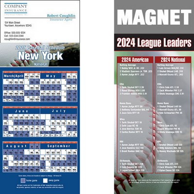 New York (National) Pro Baseball Schedule Magnet (3 1/2"x8 1/2")