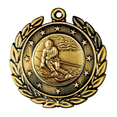 Stock Star Wreath 2" Medal- Skiing