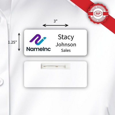 Laminated Personalized Name Badge (1.25"x3") Rectangle