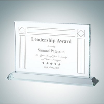 Horizontal Rectangle Clear Glass Award Plaque (M)