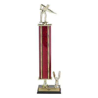 18" Maroon Red Moonbeam Single Column Trophy w/Eagle Trim & Takes Figure
