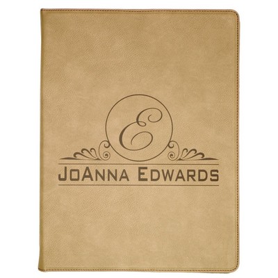 Portfolio - Light Brown/Engrave Black, Leatherette - 9-1/2" x 12"
