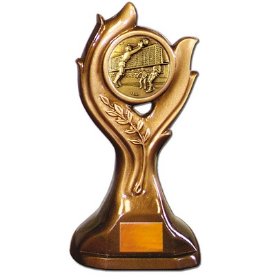 Stock Victory 9" Trophy with 2" Volleyball Coin and Engraving Plate