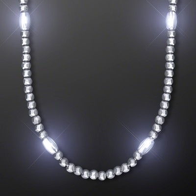 Light Up Silver Mardi Gras LED Beads - BLANK