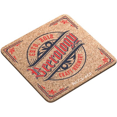 3/16" Natural Cork Coasters Square (3.5" x 3.5") round corners, Full Color Digital Imprint