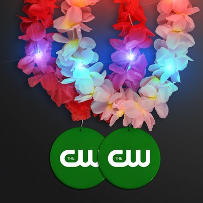 Light Up Hawaiian Leis with Custom Green Medallion - PRINTED