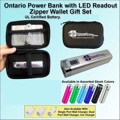 3000 mAh Ontario Power Bank Zipper Wallet No Extra Tariff