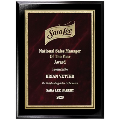 Red Marble Florentine Plate on Ebony Finish Board