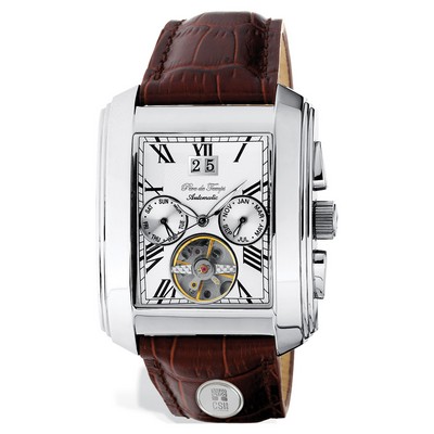 Men's Brown Wristwatch W/ Silver Medallion