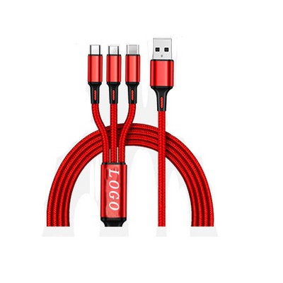 Triple-Port Fabric Braided Charging Cable