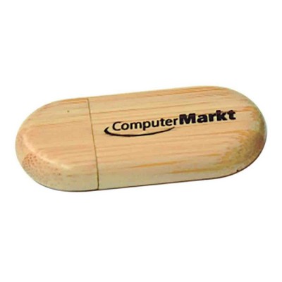 1.1" x 2.4" 8GB Bamboo USB Flash Drive with Rounded Corners