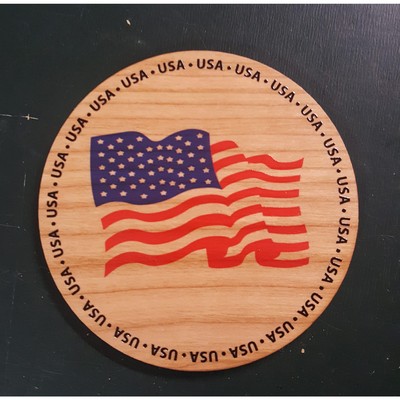 3.5" - Waving American Flag Hardwood Coasters