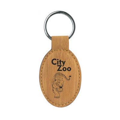 Leatherette Oval Keychain (Bamboo Brown)