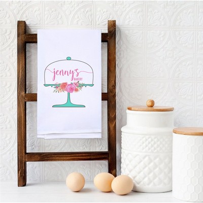 White Vintage Flour Sack Tea Towel with Custom Print