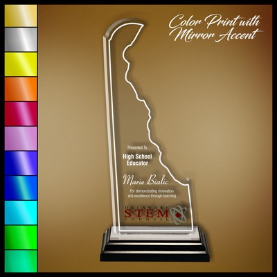 11" Delaware Clear Acrylic Award with Color Print and Mirror Accent