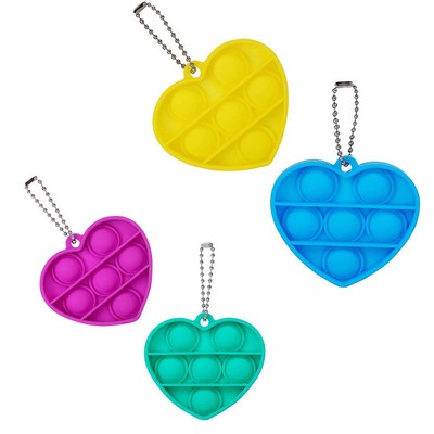 Heart Shape Fidget Simple Dimple Toy Key Chain