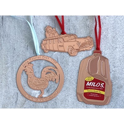 0.3 Mil Custom Copper Plated Brass Ornament (3")