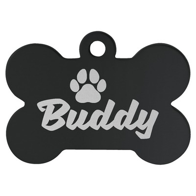 1.5" x 1" Black Anodized Aluminum Bone Pet Tag
