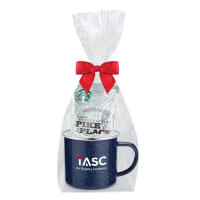 Promo Revolution - 16 Oz. Specked Camping Mug Gift Set w/Starbucks® Pike Place Ground Coffee