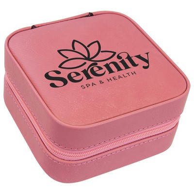 Pink Leatherette Travel Jewelry Box