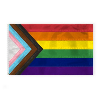 6 ' x 10 ' 1ply Nylon Progressive Pride Deluxe Flag