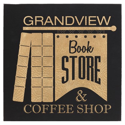 14" x 14" Black/Gold Leatherette Wall Decor with Sawtooth Hanger