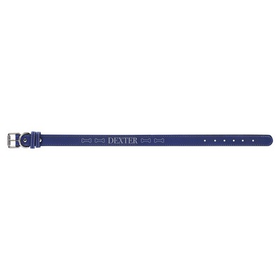 27" x 1 1/4" Blue/Silver Leatherette Dog Collar