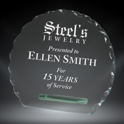 Corporate Scallop Circle Glass Award, 5"H
