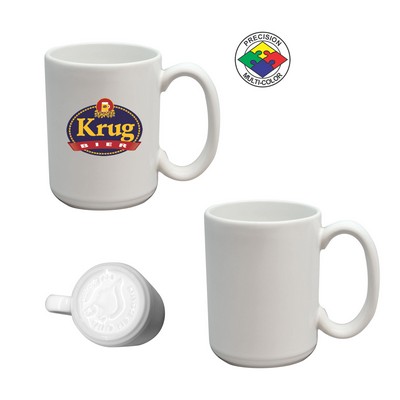 15 Oz. Vitrified White USA El Grande Mug - Dishwasher Safe - Precision Spot Color