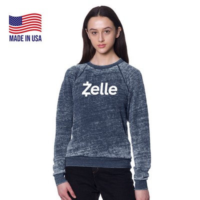 USA Made Unisex Burnout Triblend Raglan Crew Sweatshirt