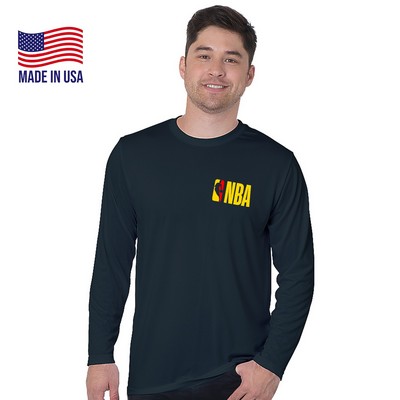 USA Made 100% Poly Crew Performance Long Sleeve Tee