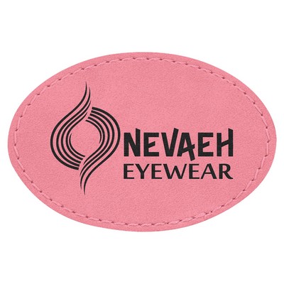3"x2" Oval Patches, Pink Laserable Leatherette