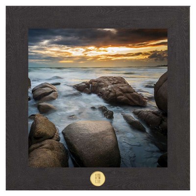"Waves at Golden Hour" Art Print W/ Gold Medallion