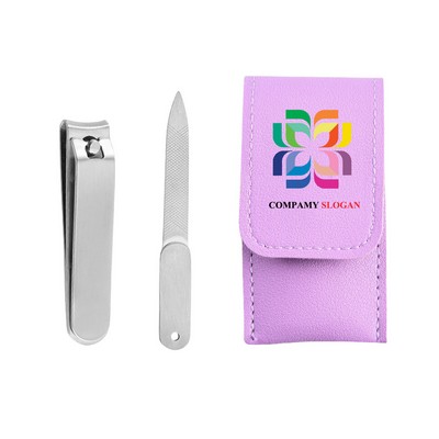Nail Clipper and Nail File with Leather Pouch