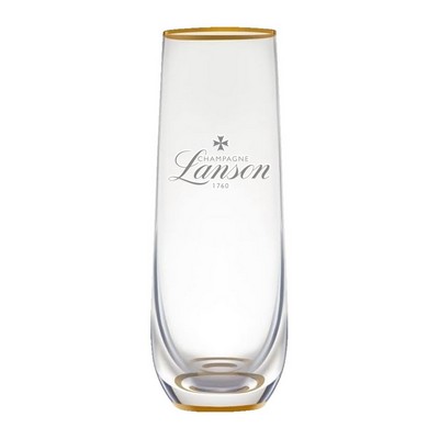 9oz. Gold Rimmed Stemless Champagne Flute