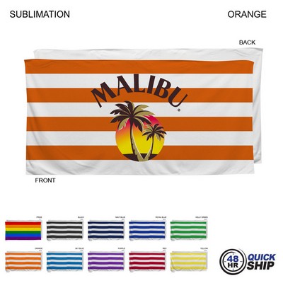 48Hr Quick Ship - Cabana Stripe Sublimated, Heaviest Weight, Plush Velour Terry Beach Towel, 30x60