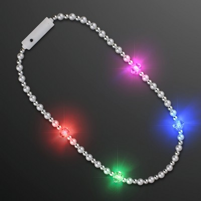 Novelty Pearl Light Up Beads Short Necklace 27" - BLANK