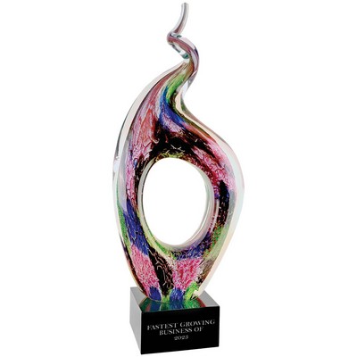 13.5" Twist Top Art Glass with Square Black Base Award