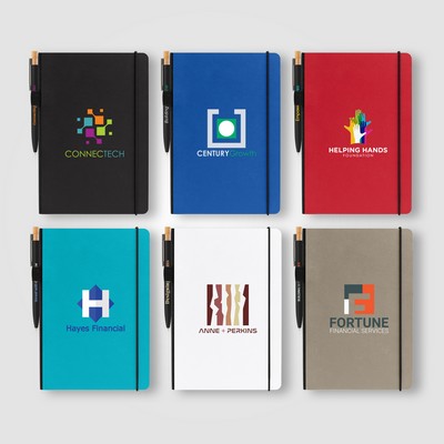 Recycled Kraft Paper Cover Journal & Pen Set - A5 5.9'' x 8.3'' - Full-Color Inkjet