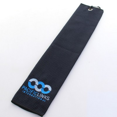 Embroidered Waffle Microfiber Golf Towel - 16" x 23.5"