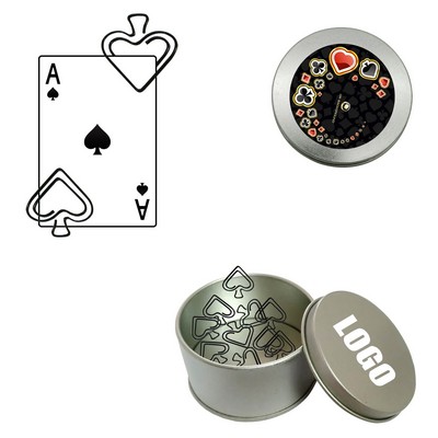 Playing Card Spade Shaped Paper Clips In Tin Box