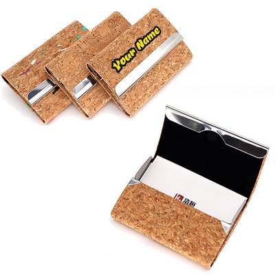 Cork Stainless Steel Business Card Holder