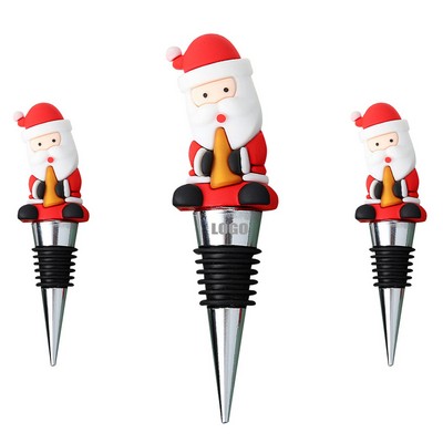 Festive Santa Claus PVC Wine Cork Bottle Stopper