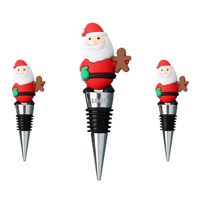 Adorable Santa Claus PVC Wine Cork Bottle Stopper