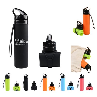 20 Oz Silicone Foldable Water Bottle
