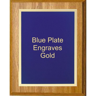Oak Plaque 6" x 8" - Simplicity Plate Blue/Gold 4" x 6" Plate